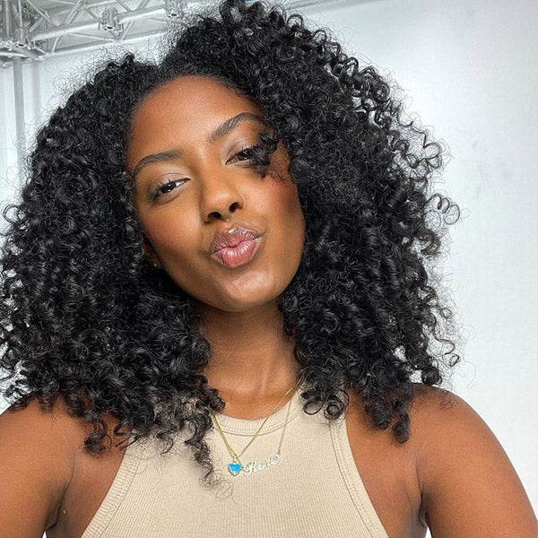 Bleached Knots Afro Curly Hair HD Lace Closure Wigs 4x4 5x5 Lace Wigs For Women - reshine