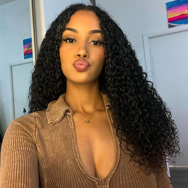 Reshine Bleached Knots Kinky Curly Hair HD Lace Front Wigs Virgin Human Hair Curly Wigs - reshine