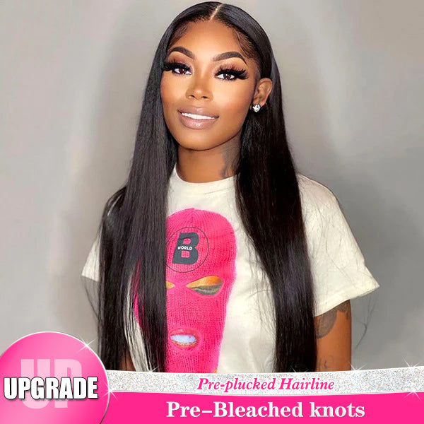 Reshine Bleached Knots HD Lace Closure Wig Straight Human Hair Wigs For Black Women - reshine