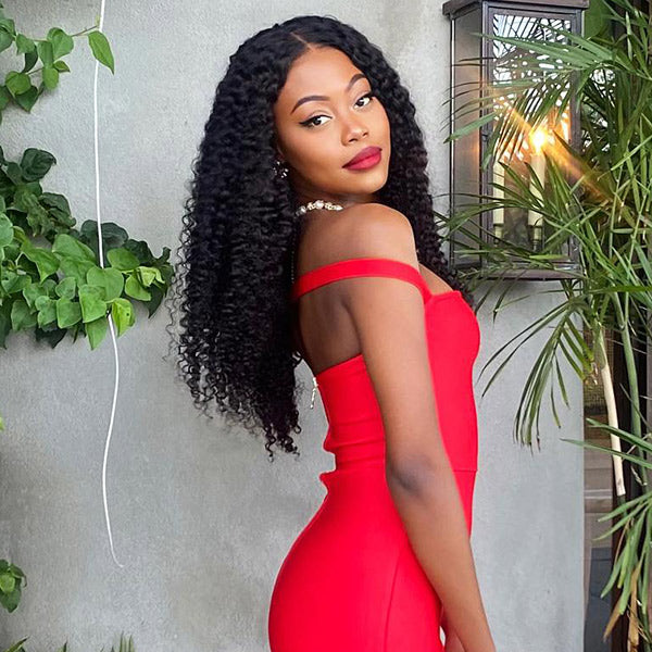 Reshine Hair Kinky Curly Hair Lace Front Wigs Afro Curly 13x6 Transparent Lace Wig Virgin Human Hair Wigs 10-30  Inch - reshine
