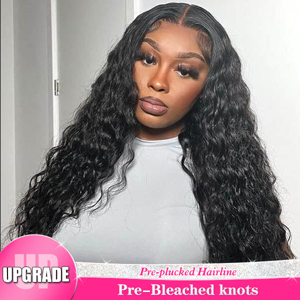 Reshine Bleached Knots Water Wave Hair HD Lace Wigs 13x4 13x6 Lace Front Human Hair Wigs - reshine