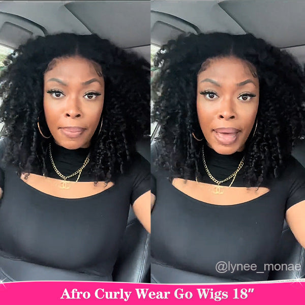 Afro Curly Wear Go Glueless Wigs Pre-cut Lace Ready To Go Wigs Natural Hairline - reshine