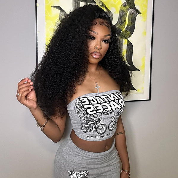 Reshine Hair Kinky Curly Hair Lace Front Wigs Afro Curly 13x6 Transparent Lace Wig Virgin Human Hair Wigs 10-30  Inch - reshine