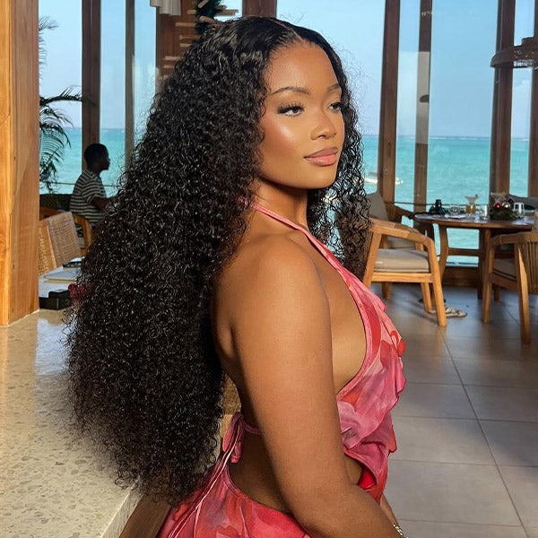 Reshine Hair Kinky Curly Hair Lace Front Wigs Afro Curly 13x6 Transparent Lace Wig Virgin Human Hair Wigs 10-30  Inch - reshine