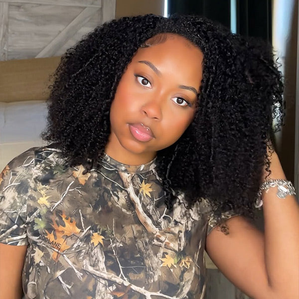 3 In 1 Wear Go Half Wig Kinky Curly Flip Over Wig Easy Wear For Black Women - reshine