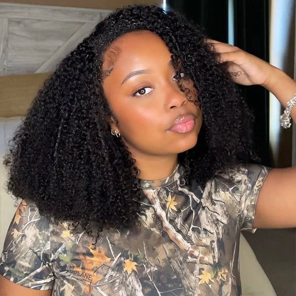 3 In 1 Wear Go Half Wig Kinky Curly Flip Over Wig Easy Wear For Black Women - reshine
