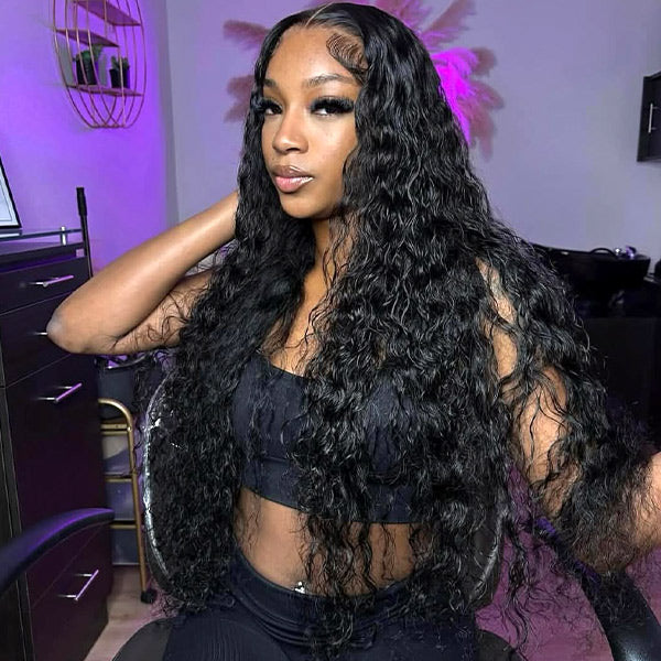 Reshine Hair Bleached Knots Water Wave Hair Lace Front Wigs 13x6 Transparent Lace Wig Virgin Human Hair Wigs