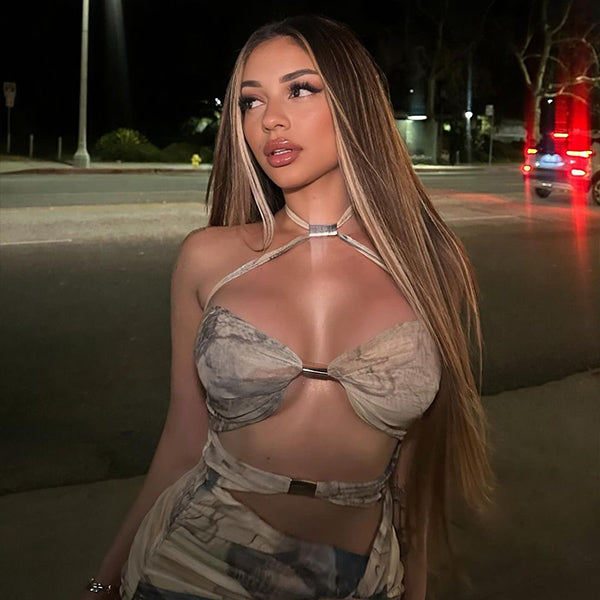 【BOGO】7X5 Highlight Color Straight Pre-Cut Lace Human Hair Wigs Straight Wear and Go glueless wig - reshine