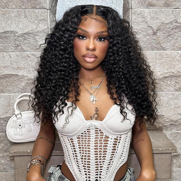 Reshine Kinky Curly Glueless Human Hair Wigs Parting Max 9X6 Wear Go Wig Pre-cut Lace - reshine