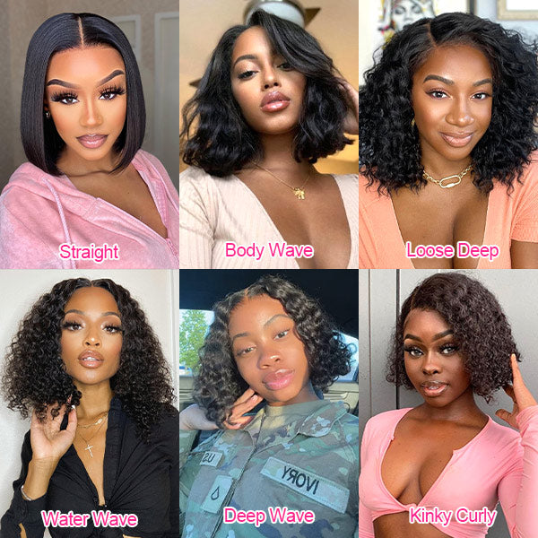 Lynee Same Undetectable Glueless Human Hair Wigs Short Bob Wear Go Wig 4x6 HD Lace Wigs - reshine