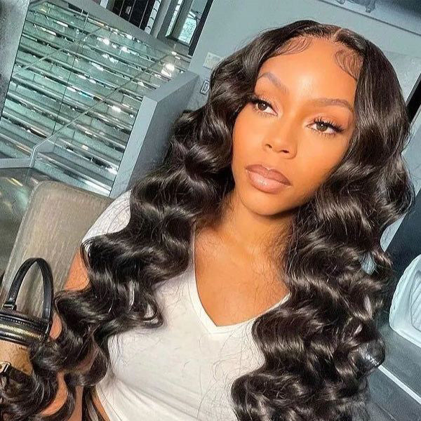 4x4 5x5 Pre Bleached Knots Lace Closure Human Hair Wigs Loose Deep Wave Hair HD Lace Wigs For Black Women - reshine