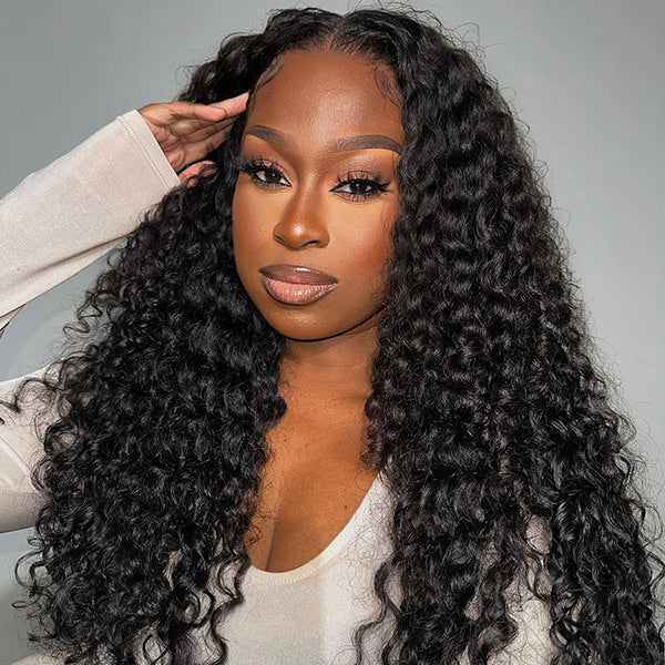 Reshine Bleached Knots Kinky Curly Hair 4x4 5x5 Lace Closure Wig Natural Color Curly Human Hair Wigs - reshine