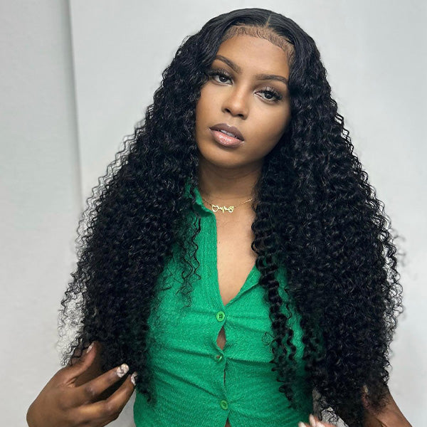 Reshine Hair Kinky Curly Hair Lace Front Wigs Afro Curly 13x6 Transparent Lace Wig Virgin Human Hair Wigs 10-30  Inch - reshine