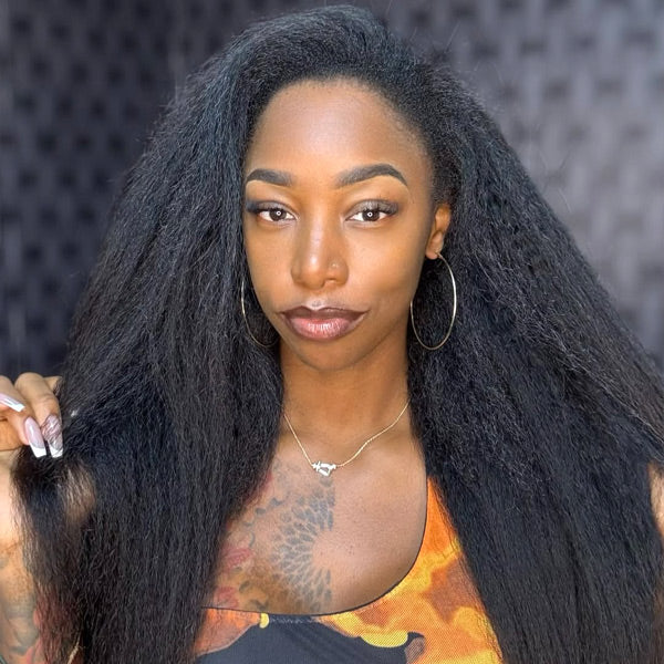 3 In 1 Wear Go Half Wig Kinky Straight Full Machine Made Wig With Natural Hairline - reshine