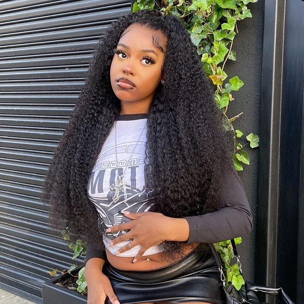 Afro Curly Wear Go Glueless Human Hair Wigs 7x5 Pre Cut Lace Bleached Knots Wigs - reshine