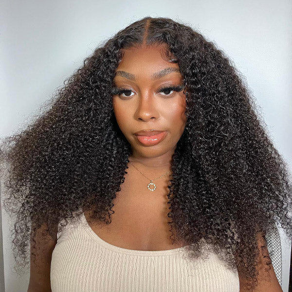 Afro Curly Wear Go Glueless Human Hair Wigs 7x5 Pre Cut Lace Bleached Knots Wigs - reshine