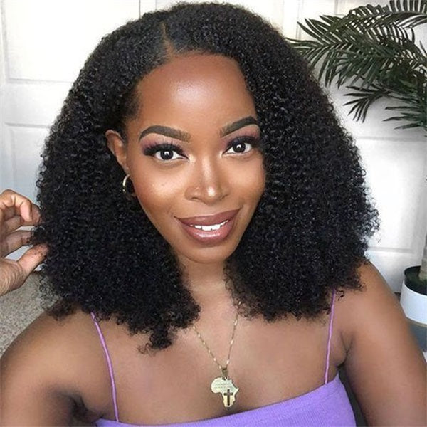 Invisi Drawstring Afro Curly 360 Wear Go Glueless Human Hair Wigs Bleached Knots Curly Hair Wigs - reshine