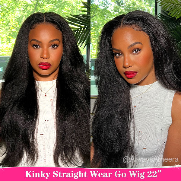 AlwaysAmeera Same Kinky Straight Pre-cut HD Lace Wear Go Glueless Wigs 4x6 Lace Human Hair Wigs - reshine