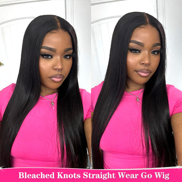 Bleached Knots Straight Hair Wear Go Wigs 180% Density Pre-cut 4x6 HD Lace Glueless Wigs - reshine