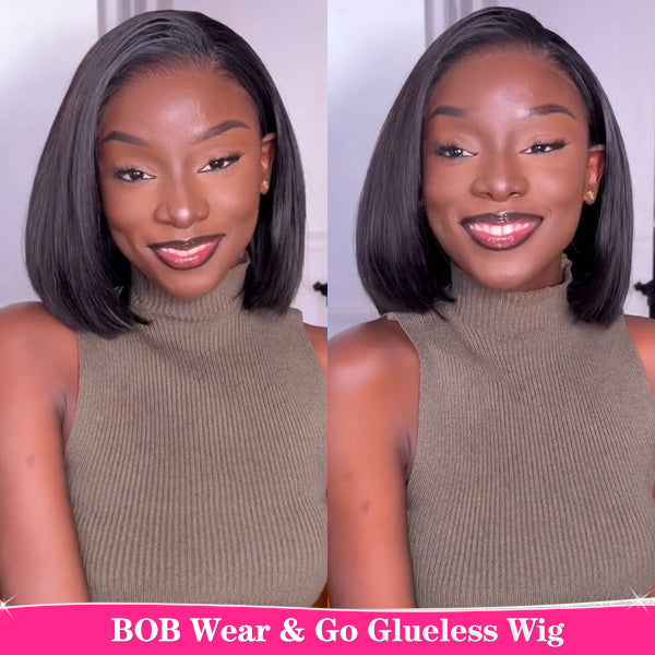 Lynee Same Undetectable Glueless Human Hair Wigs Short Bob Wear Go Wig 4x6 HD Lace Wigs - reshine