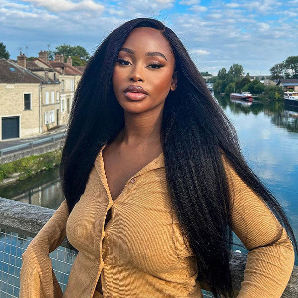 【BOGO】13X4 Kinky Straight Transparent Lace Front Wig 100%human hair Curly Style Wigs - reshine