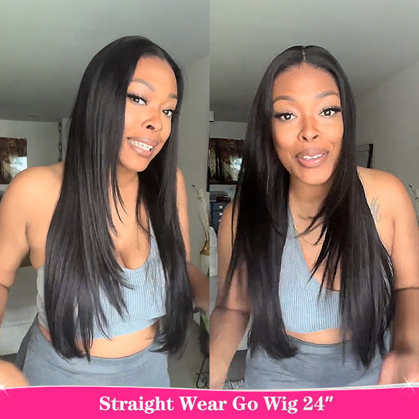 Reshine Bleached Knots Wear Go Wigs Straight Human Hair 7x5 HD Lace Wigs 180% Density Glueless Wigs
