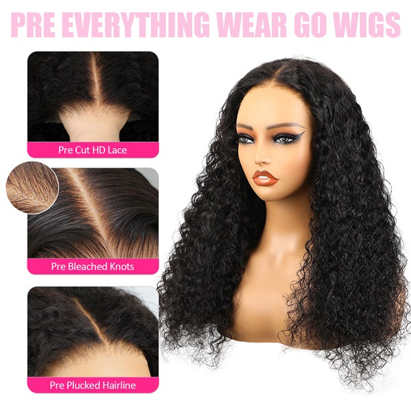Queenleora Same Water Curly Hair Wear And Go Wigs 180% Density Glueless HD Lace Ready To Wear Wigs - reshine