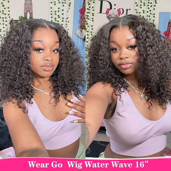 Water Wave Hair Wear Go Wigs Short Bob Hair HD Lace Wigs Glueless Ready To Wear Wig - reshine