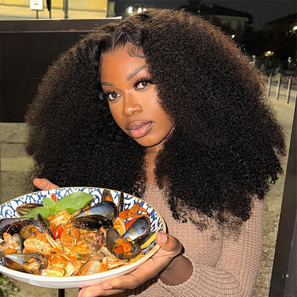 Afro Curly Wear Go Glueless Wigs Pre-cut Lace Ready To Go Wigs Natural Hairline - reshine