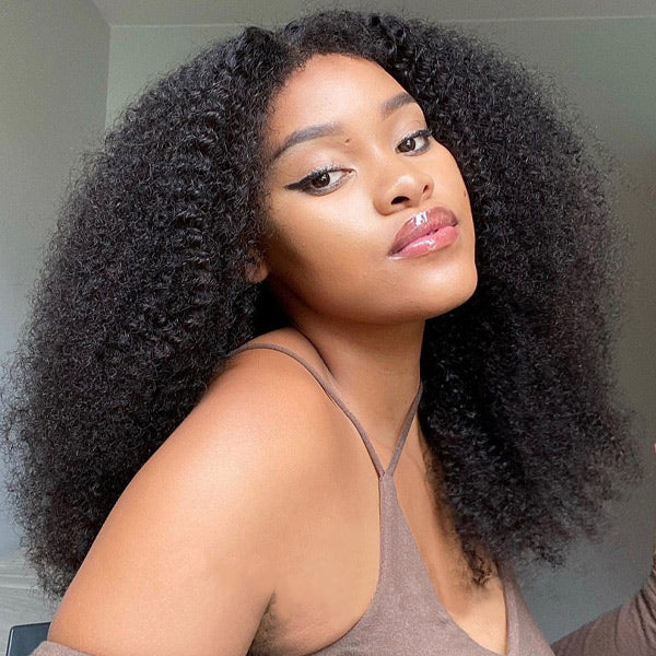 No Leave Out Afro Curly V Part Wig Glueless Human Hair Wigs - reshine