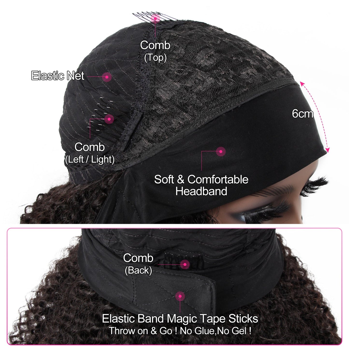 【BOGO】 Afro Curly Headband Human Hair Wigs Full Curly Hair Wigs For Black Women - reshine