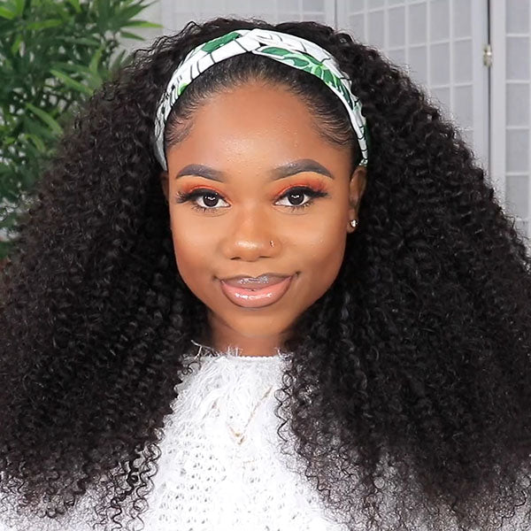 【BOGO】 Afro Curly Headband Human Hair Wigs Full Curly Hair Wigs For Black Women - reshine