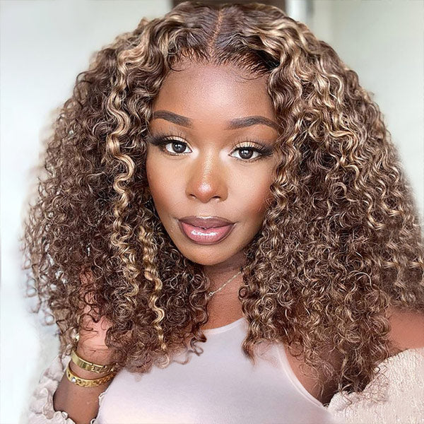 4/27 Highlight Water Wave Glueless Wear Go Wigs Pre-Cut HD Lace Wigs Short Hair - reshine