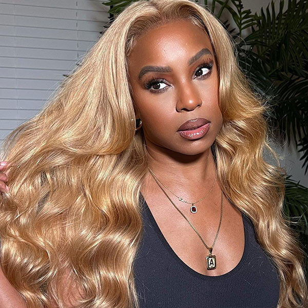 #27 Honey Blonde Body Wave Wear Go Glueless Wigs 4x6 Pre-cut Lace Closure Wig - reshine