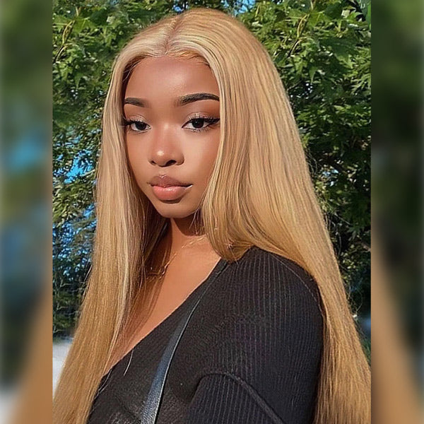 #27 Honey Blonde Straight Hair Wear Go Glueless Wigs 4x6 Pre-cut Lace Closure Wig