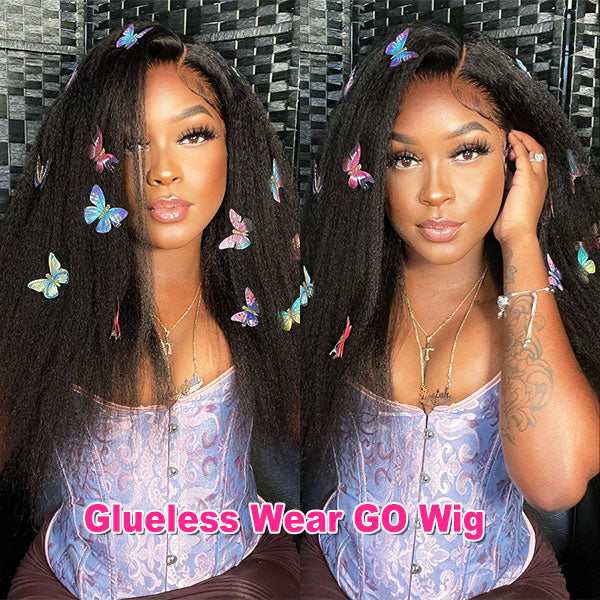 Pre-cut Lace Wear Go Wig Glueless Swiss HD Lace Closure Wigs Kinky Straight Human Hair Wigs - reshine
