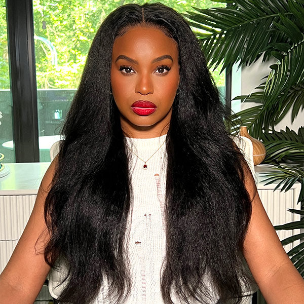AlwaysAmeera Same Kinky Straight Wear Go Glueless Wigs 4x6 Pre-cut HD Lace Closure Wigs - reshine