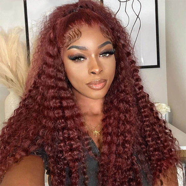 33 Reddish Brown Deep Wave Wear Go Glueless Wigs Pre-cut HD Lace Wigs - reshine