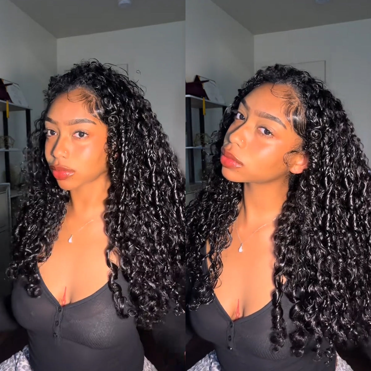 3 In 1 Wear Go Half Wig Water Wave Drawstring Human Hair Wig for Beginner - reshine