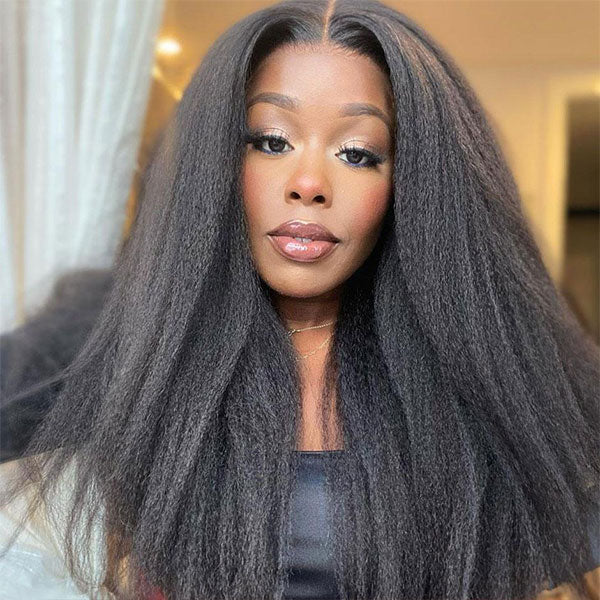 kinky straight human hair wigs for black women