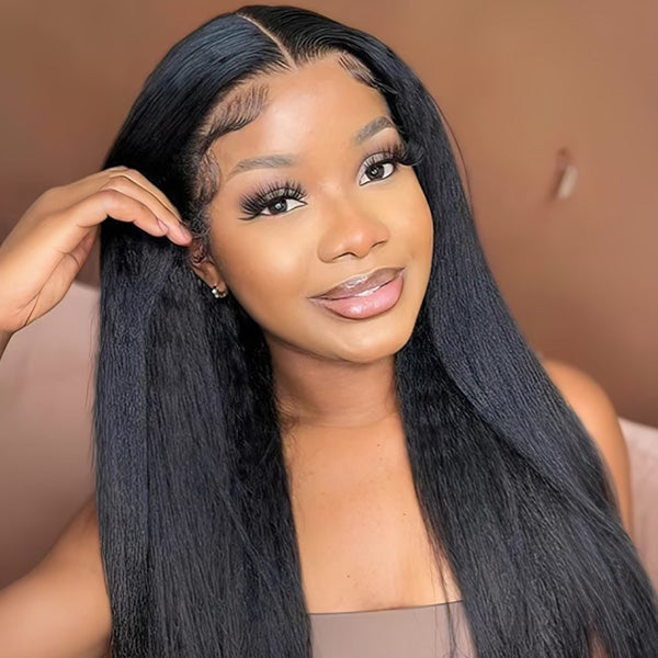 Light Yaki Straight Wear Go Glueless Wigs For Women 4X6 Pre Cur Hd Lace Human Hair Wigs - reshine