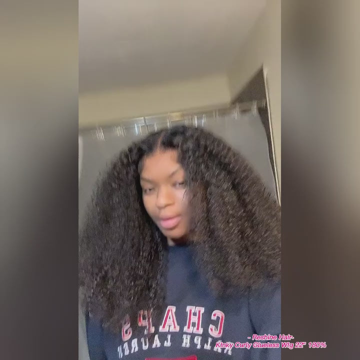 Monniee7_  Recommend Kinky Curly Hair Wear Go Wigs 180% Density Glueless Human Hair Wig