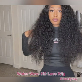 Queenleora Same Long Mongolian Curly Hair Wigs Water Wave Human Hair HD Lace Front Wigs