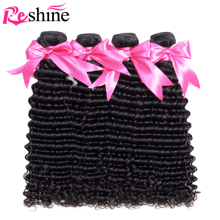 Peruvian Curly Hair Extensions Natural Color Deep Wave Human Hair Bundles - reshine