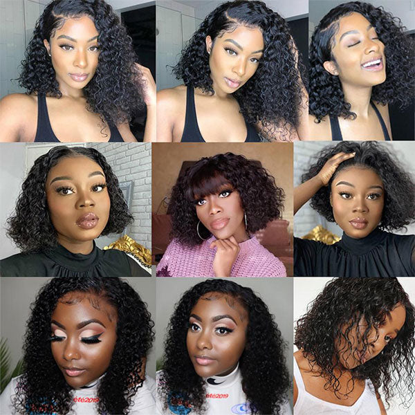 virgin human hair wigs water wave bob wig