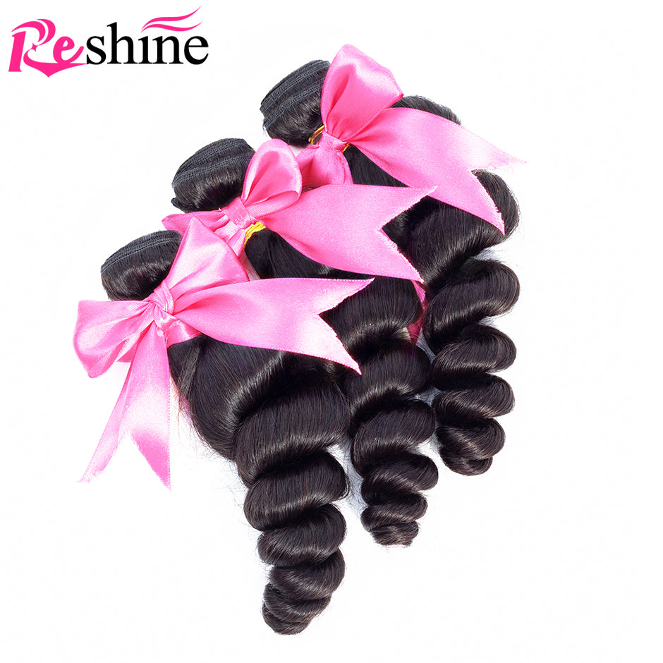 Best Malaysian Human Hair Extensions Loose Wave Human Hair Bundles 10-26 Inch 3 Pcs/Bag - reshine