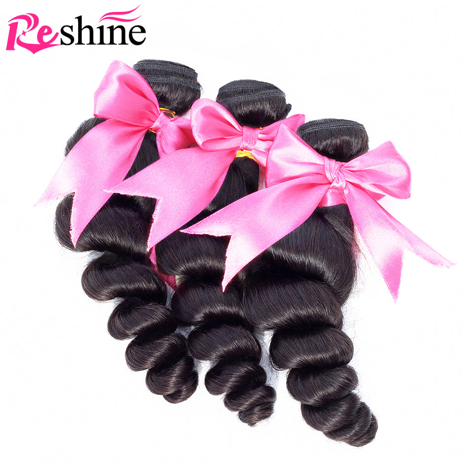 Loose Wave Human Hair 4 Bundles Deal Natural Color Brazilian/Peruvian/Malaysian Hair - reshine