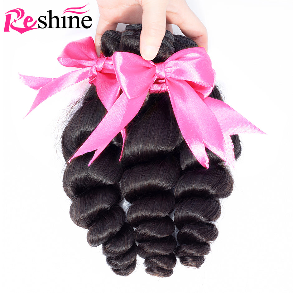 Loose Wave Human Hair 4 Bundles Deal Natural Color Brazilian/Peruvian/Malaysian Hair - reshine