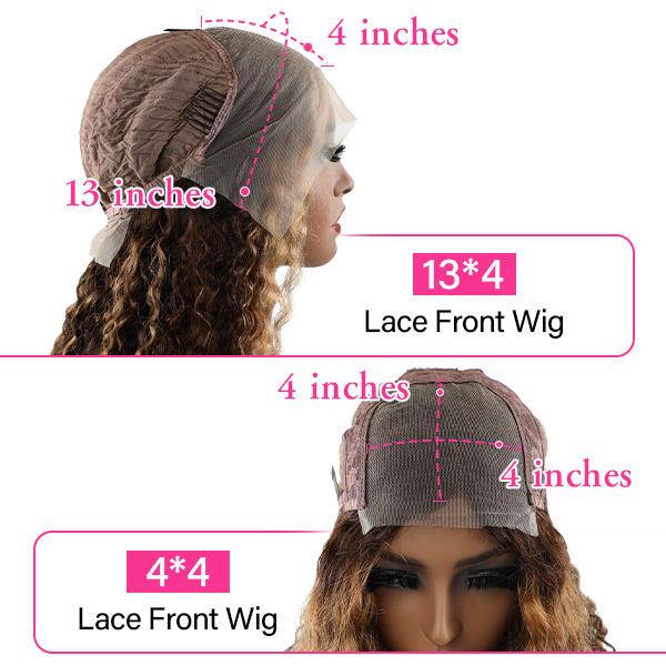 Honey Blonde Highlight Deep Wave Hair Lace Front Wigs Middle Part Human Hair Wigs For Women - reshine