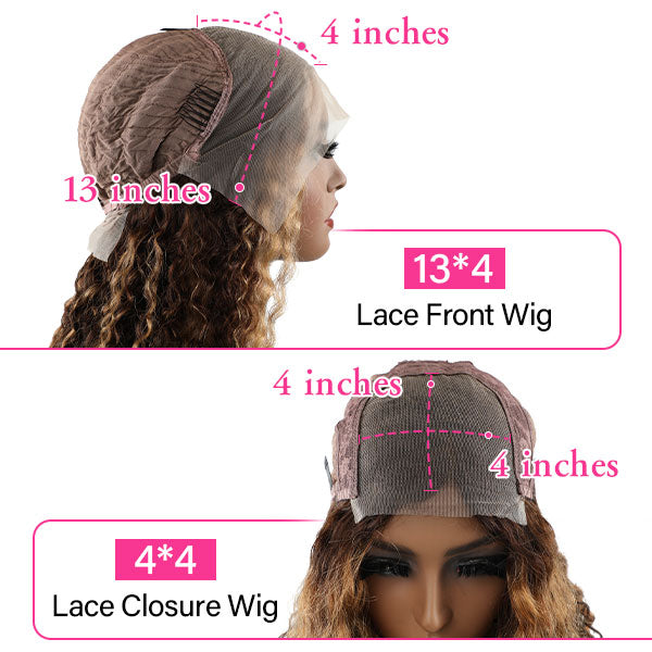 Balayage Highlights Water Wave Hair Lace Front Wigs Ombre Hair Colored Curly Hair Wigs For Black Women - reshine